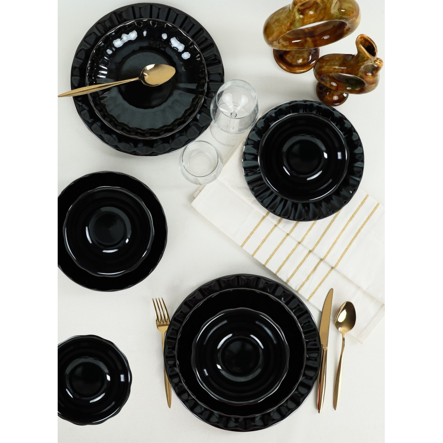 24-osainen ruokailusetti musta/kivitavara