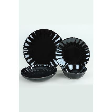 24-osainen ruokailusetti musta/kivitavara