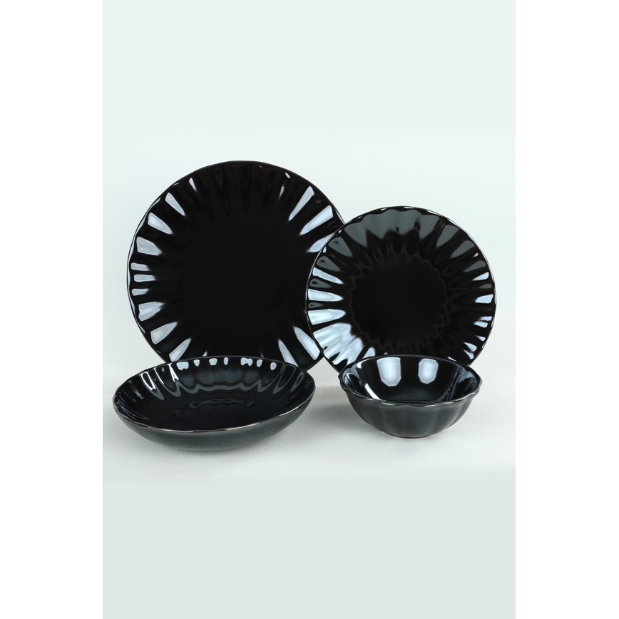 24-osainen ruokailusetti musta/kivitavara