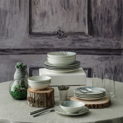 24-osainen ruokailusetti ruskea/posliini