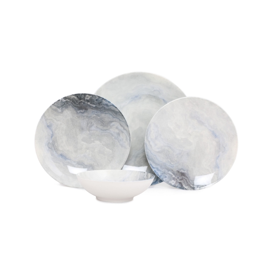 24-osainen ruokailusetti ruskea/posliini