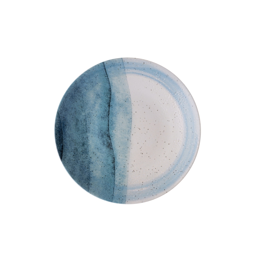 24-osainen ruokailusetti, sininen/kermanvärinen/posliini