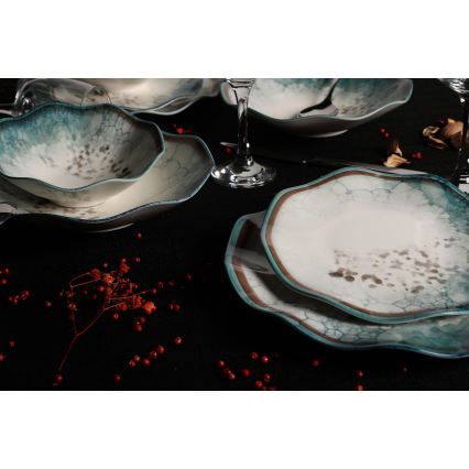 24-osainen ruokailusetti, sininen/posliini