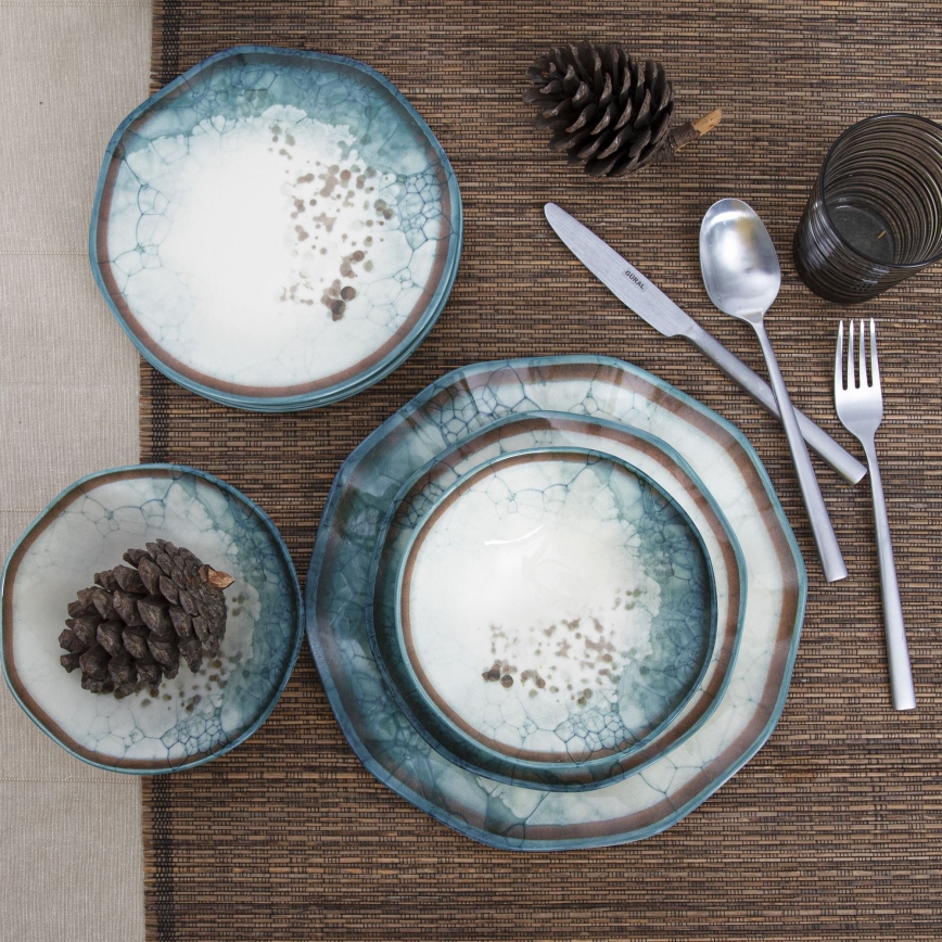 24-osainen ruokailusetti, sininen/posliini