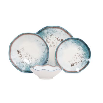 24-osainen ruokailusetti, sininen/posliini