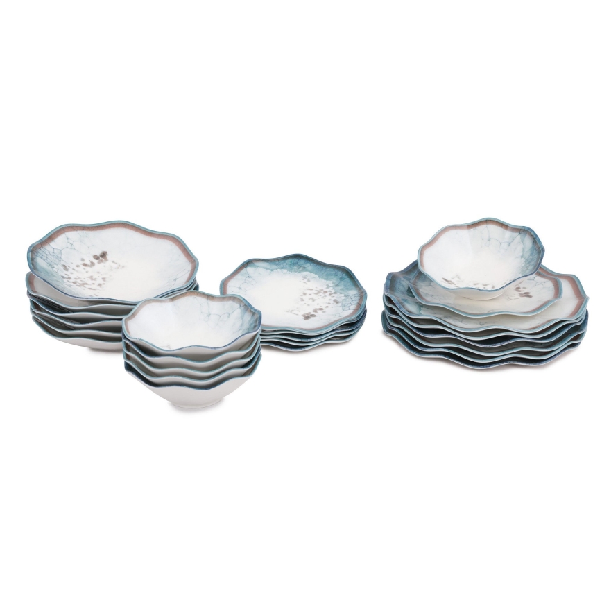 24-osainen ruokailusetti, sininen/posliini