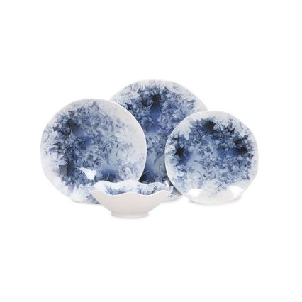 24-osainen ruokailusetti, sininen/posliini