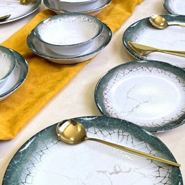 24-osainen ruokailusetti, valkoinen/antrasiitti/keramiikka