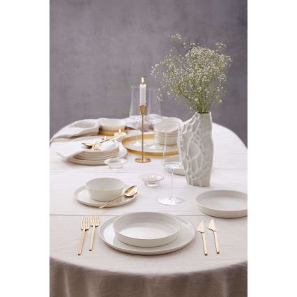 24-osainen ruokailusetti, valkoinen/kultainen/posliini