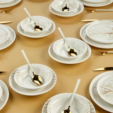 24-osainen ruokailusetti, valkoinen/oranssi, keraaminen