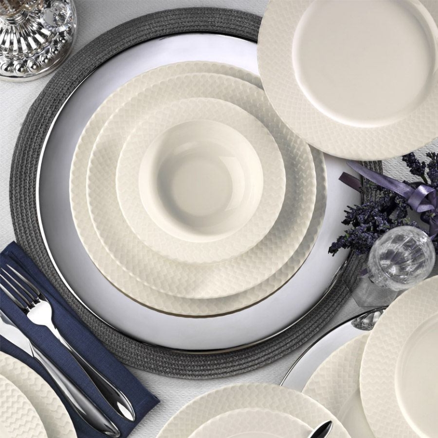 24-osainen ruokailusetti, valkoinen posliini