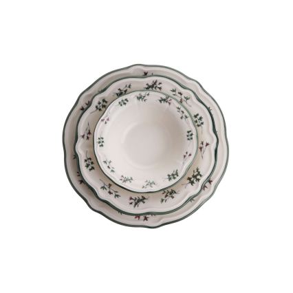 24-osainen ruokailusetti valkoinen/vihreä/posliini