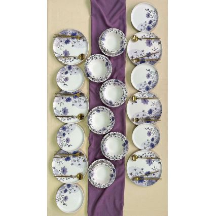 24-osainen ruokailusetti valkoinen/violetti/keramiikka