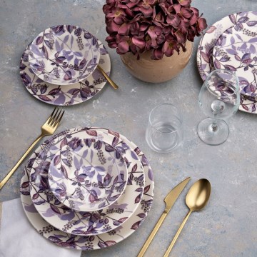 24-osainen ruokailusetti, violetti/keramiikka