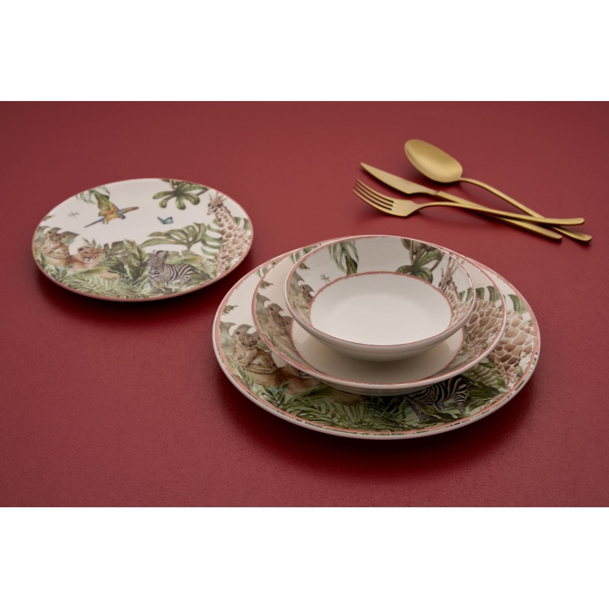 24-osainen värikäs keramiikkaruokailusarja