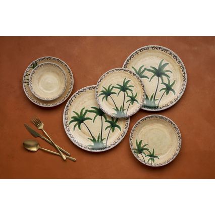 24-osainen värikäs keramiikkaruokailusetti