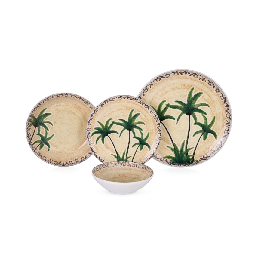 24-osainen värikäs keramiikkaruokailusetti