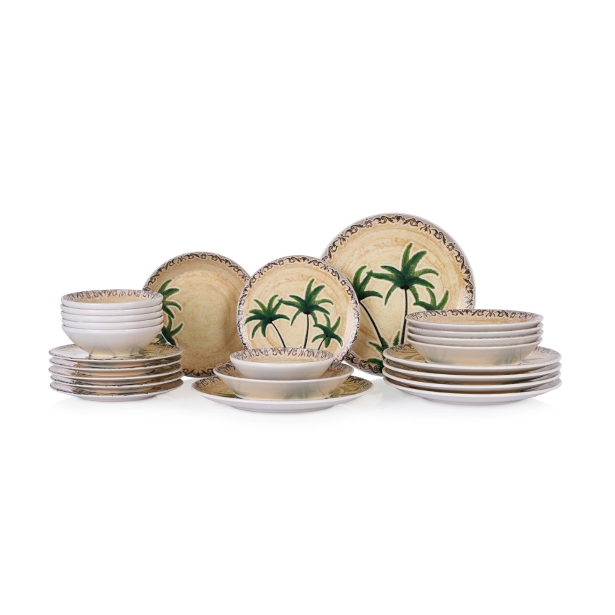 24-osainen värikäs keramiikkaruokailusetti