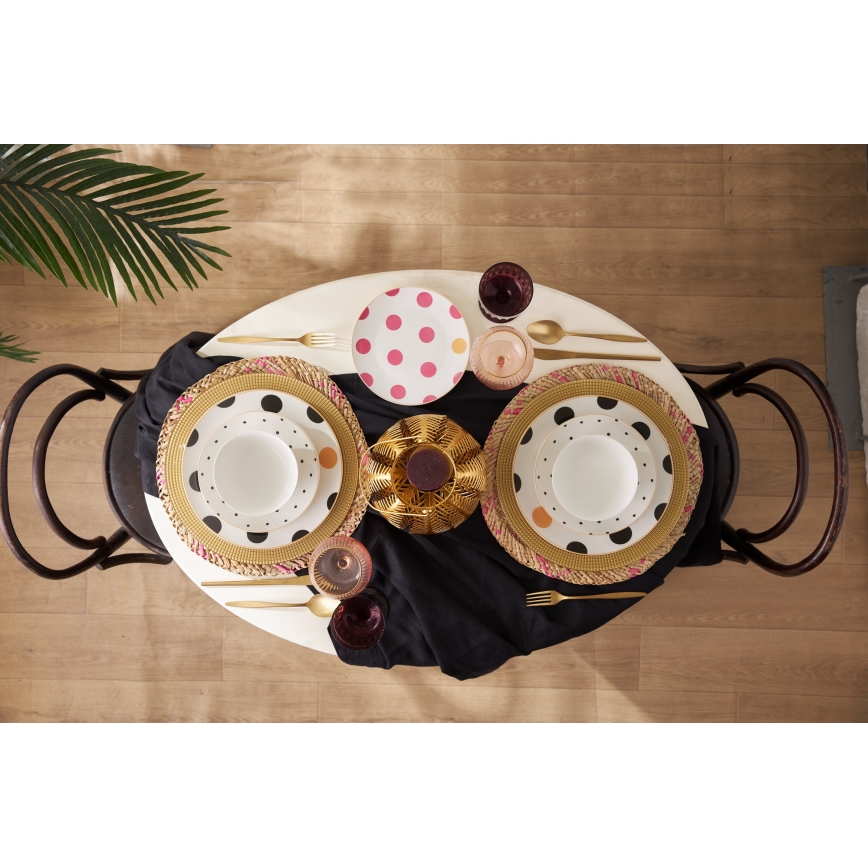 24-osainen värikäs posliininen astiasarja