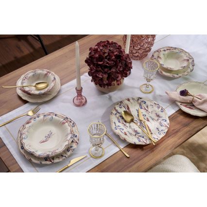 24-osainen värikäs posliininen ruokailusetti