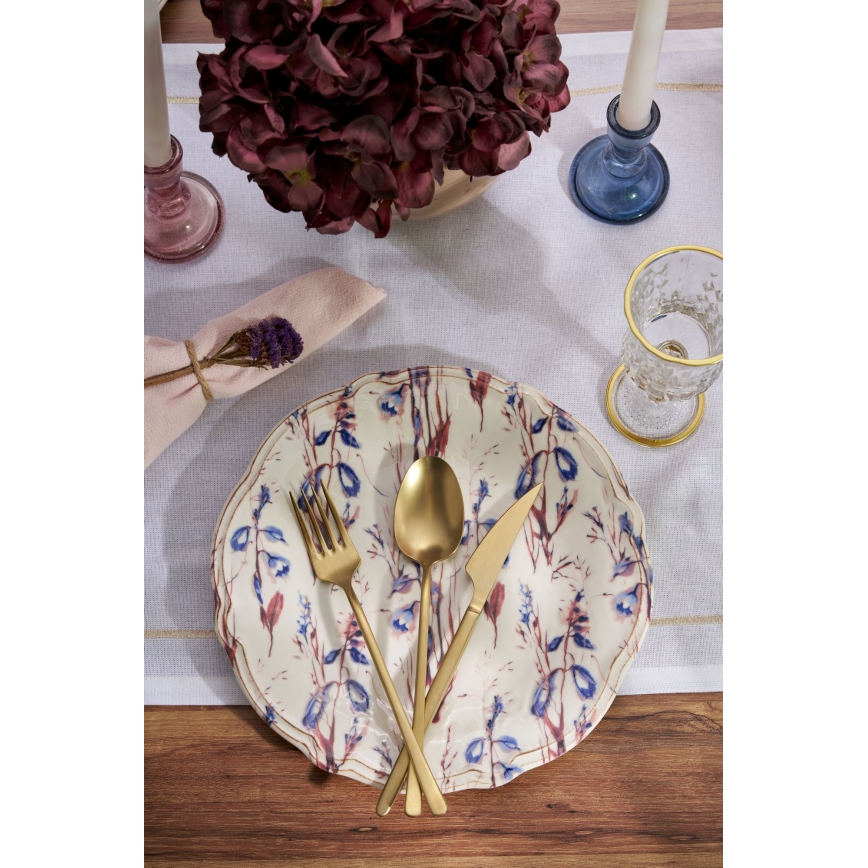 24-osainen värikäs posliininen ruokailusetti