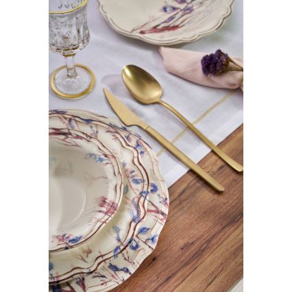 24-osainen värikäs posliininen ruokailusetti