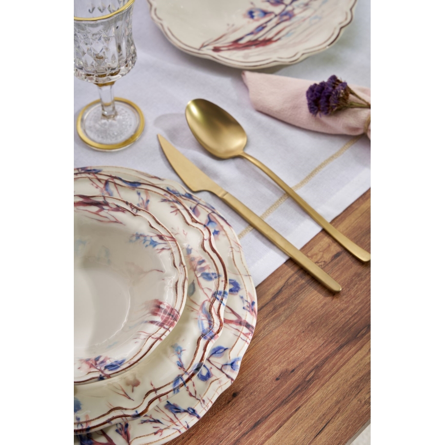 24-osainen värikäs posliininen ruokailusetti