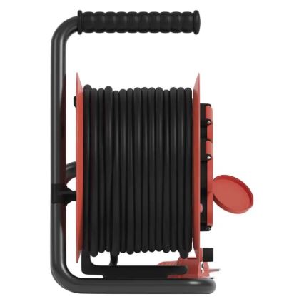 Jatkojohto kelalla, 4 pistorasiaa, 25 m, IP44, punainen