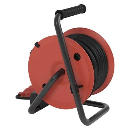 Jatkojohto kelalla, 4 pistorasiaa, 25 m, IP44, punainen