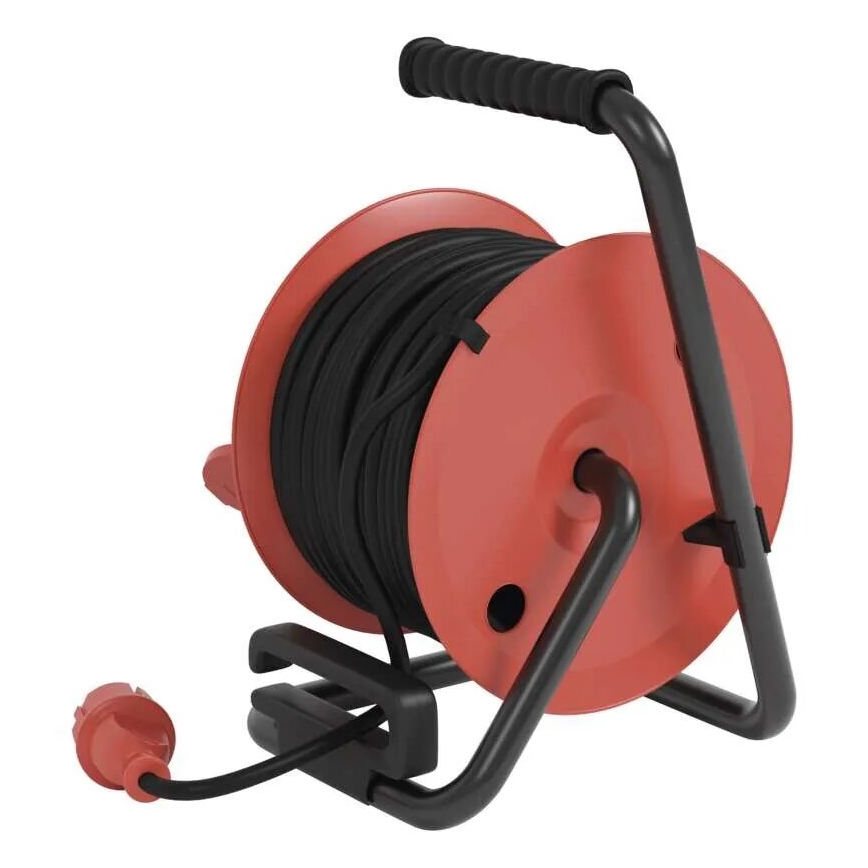 Jatkojohto kelalla, 4 pistorasiaa, 25 m, IP44, punainen