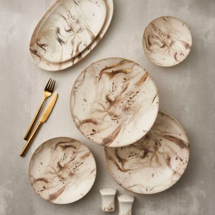 26-osainen ruokailusetti beige/ruskea/posliini