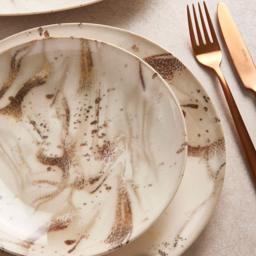 26-osainen ruokailusetti beige/ruskea/posliini