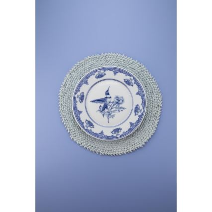 26-osainen ruokailusetti, valkoinen/sininen, posliini