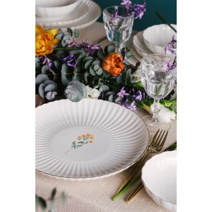 27-osainen posliininen ruokailusarja, valkoinen/kultainen