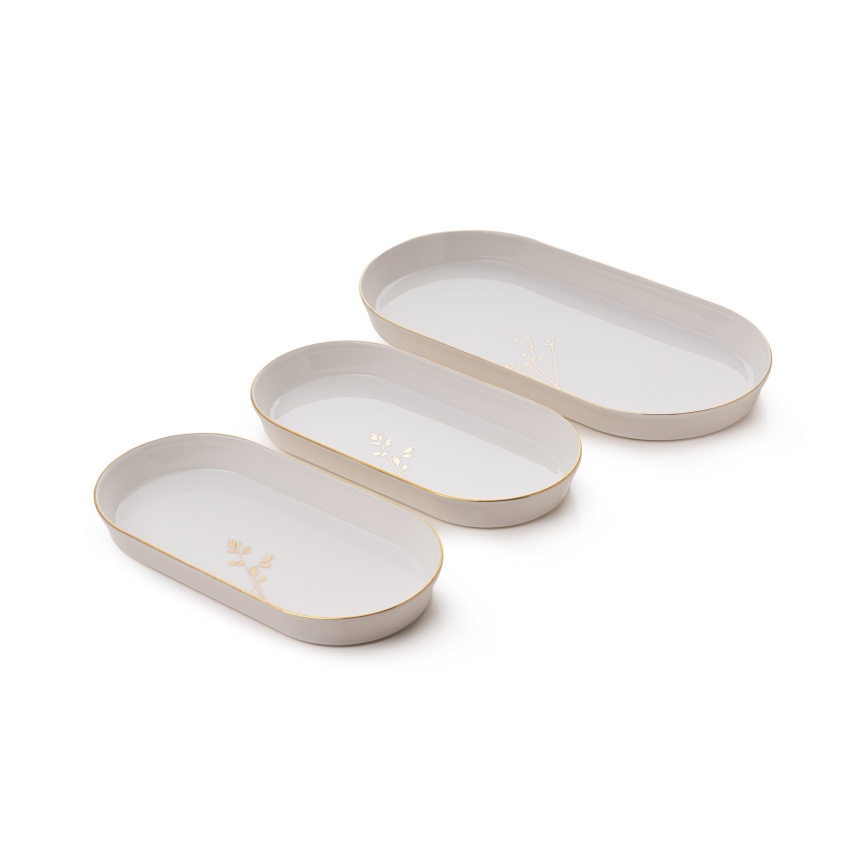 27-osainen ruokailusarja valkoinen/kultainen/posliini