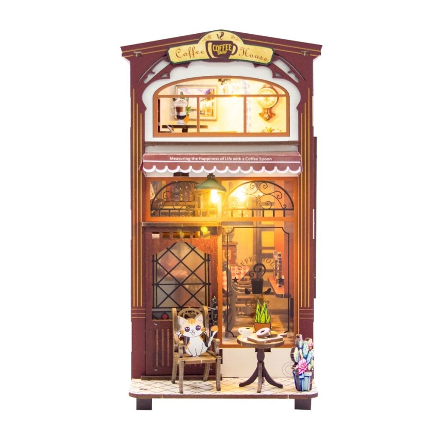 2Kids Toys - 3D-palapeli LED-kirjanpidike Kahvila 2xAAA