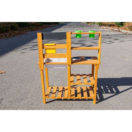 2Kids Toys - Puinen puutarhaleikkikeittiö tiskialtaalla