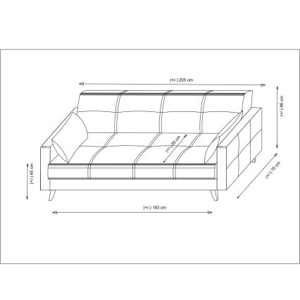 3-istuttava vuodesohva KORFU tummanharmaa