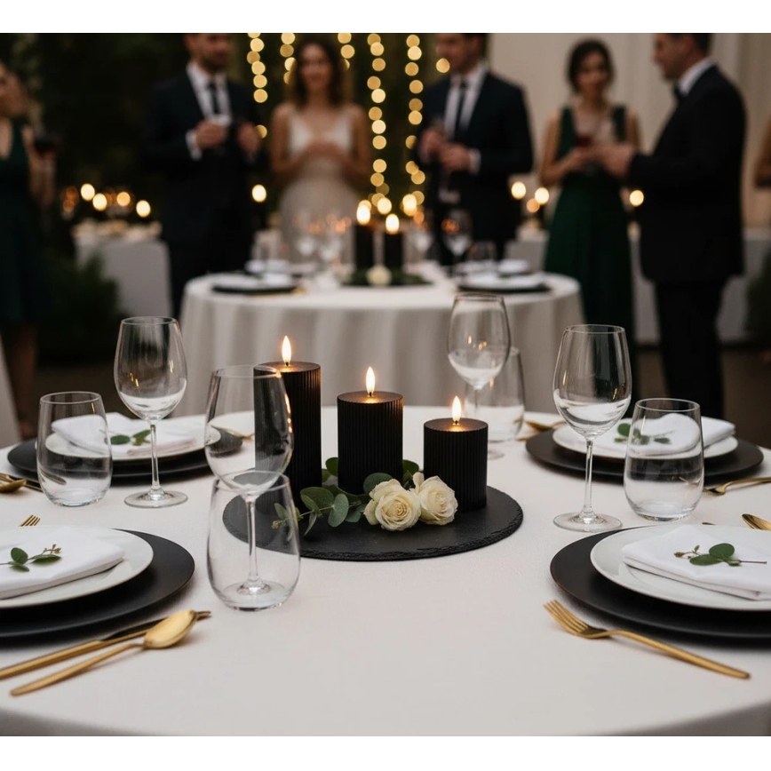 3 kpl BRILLO LED-kynttiläsetti, LED/2xAA, musta + kaukosäädin