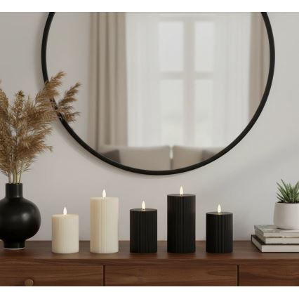 3 kpl BRILLO LED-kynttiläsetti, LED/2xAA, musta + kaukosäädin