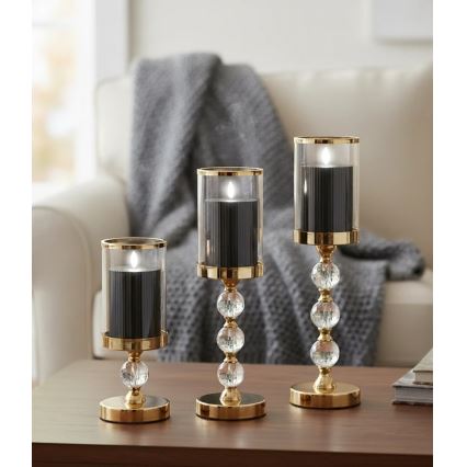 3 kpl BRILLO LED-kynttiläsetti, LED/2xAA, musta + kaukosäädin