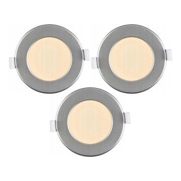 3 kpl setti – LED-kylpyhuoneen upotettavat alasvalot, LED/6W/230V, IP44, hopeanvärinen
