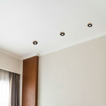 3 kpl setti upotettava kattovalaisin TOBBY 1xGU10/20W/230V halkaisija 11,5 cm tammi/musta