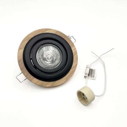 3 kpl setti upotettava kattovalaisin TOBBY 1xGU10/20W/230V halkaisija 11,5 cm tammi/musta