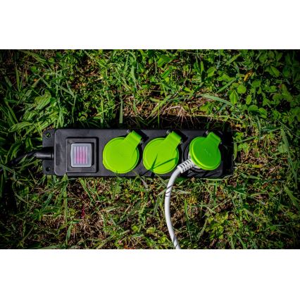 3-osainen jatkojohto kytkimellä, 20m, IP44