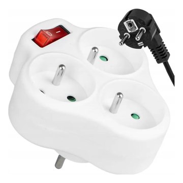 3-paikkainen jatkojohto kytkimellä