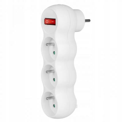 3-paikkainen jatkopistorasia kytkimellä