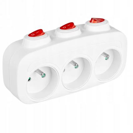 3-pistorasian jatkojohto kytkimillä