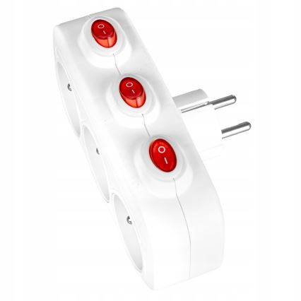 3-pistorasian jatkojohto kytkimillä