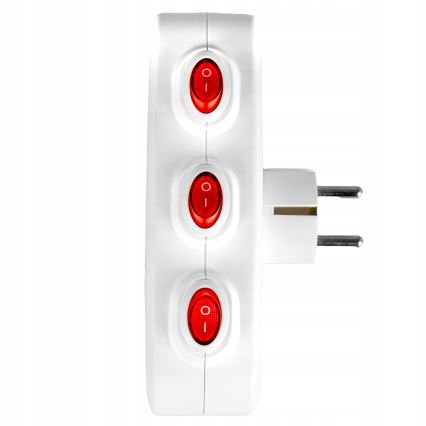 3-pistorasian jatkojohto kytkimillä